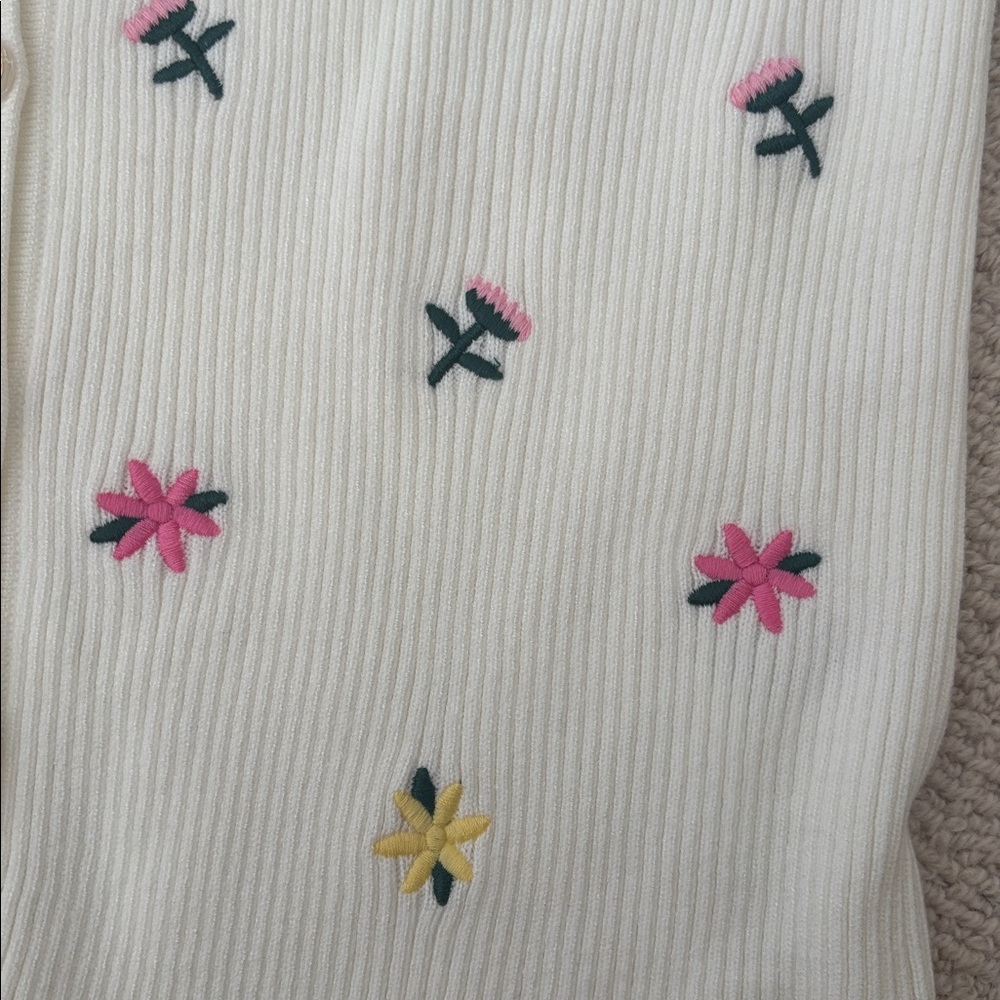 Floral Embroidered Cream Cardigan - Picture 3 of 6